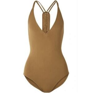 NWT Eres Close Up Mirella Braid Trimmed Swimsuit Shammy Brown France Designer